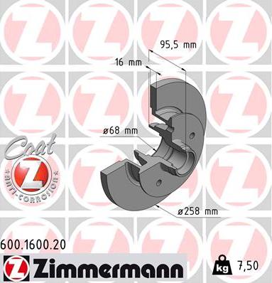 Zimmermann 600.1600.20 - Brake Disc autospares.lv