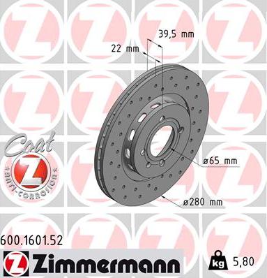Zimmermann 600.1601.52 - Brake Disc autospares.lv