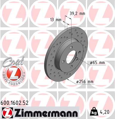 Zimmermann 600.1602.52 - Brake Disc autospares.lv