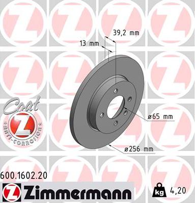 Zimmermann 600.1602.20 - Brake Disc autospares.lv
