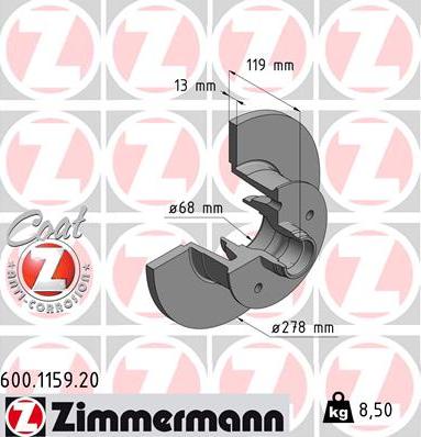 Zimmermann 600.1159.20 - Brake Disc autospares.lv