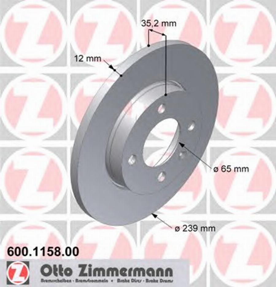 Zimmermann 600 1158 00 - Brake Disc autospares.lv