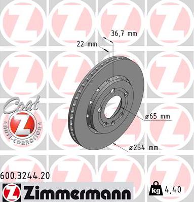 Zimmermann 600.3244.20 - Brake Disc autospares.lv