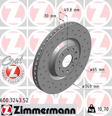 Zimmermann 600.3243.52 - Brake Disc autospares.lv
