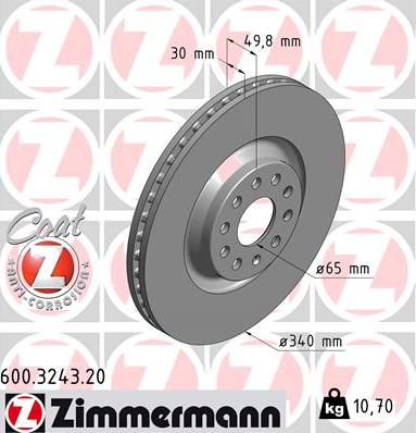 Zimmermann 600.3243.20 - Brake Disc autospares.lv