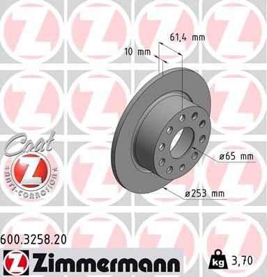 Zimmermann 600.3258.20 - Brake Disc autospares.lv