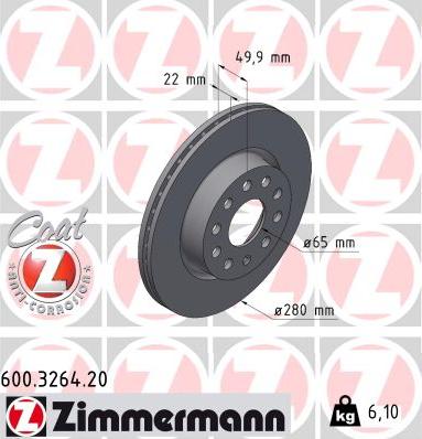 Zimmermann 600.3264.20 - Brake Disc autospares.lv