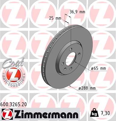 Zimmermann 600.3265.20 - Brake Disc autospares.lv