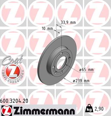 Zimmermann 600.3204.20 - Brake Disc autospares.lv