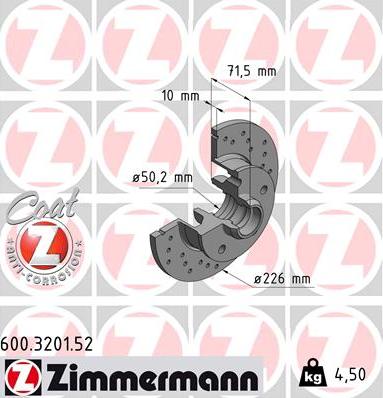 Zimmermann 600.3201.52 - Brake Disc autospares.lv