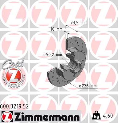 Zimmermann 600.3219.52 - Brake Disc autospares.lv