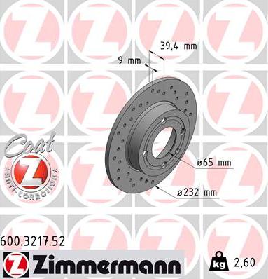 Zimmermann 600.3217.52 - Brake Disc autospares.lv