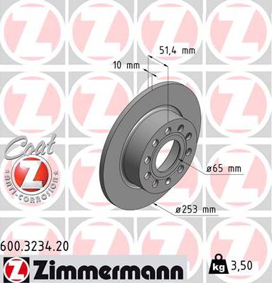 Zimmermann 600.3234.20 - Brake Disc autospares.lv