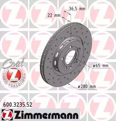 Zimmermann 600.3235.52 - Brake Disc autospares.lv