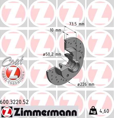 Zimmermann 600.3220.52 - Brake Disc autospares.lv