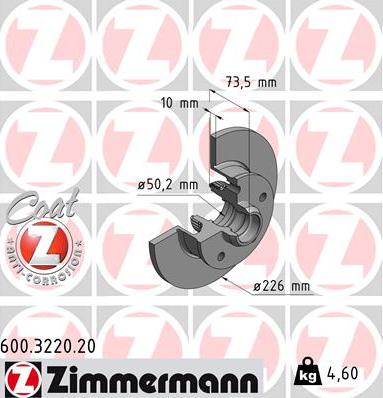 Zimmermann 600.3220.20 - Brake Disc autospares.lv