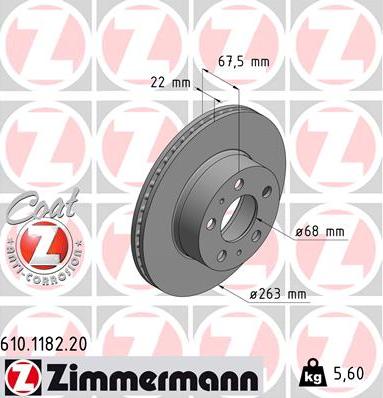 Zimmermann 610.1182.20 - Brake Disc autospares.lv