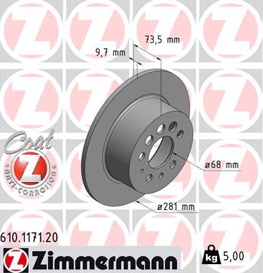 Zimmermann 610.1171.20 - Brake Disc autospares.lv