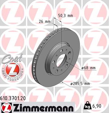 Zimmermann 610.3701.20 - Brake Disc autospares.lv