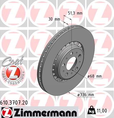 Zimmermann 610.3707.20 - Brake Disc autospares.lv