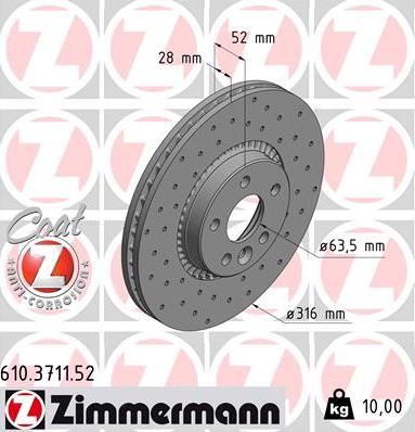 Zimmermann 610.3711.52 - Brake Disc autospares.lv