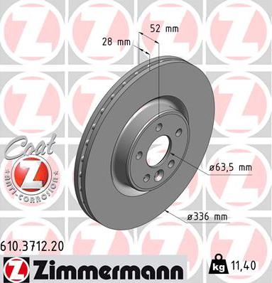 Zimmermann 610.3712.20 - Brake Disc autospares.lv