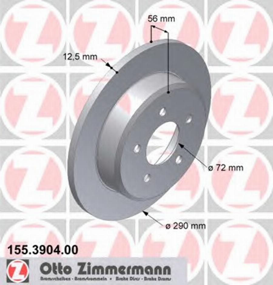 Zimmermann 155.3904.00 - Brake Disc autospares.lv