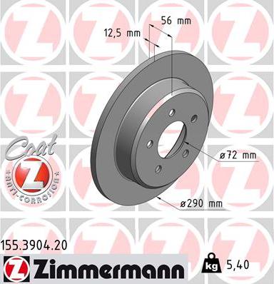 Zimmermann 155.3904.20 - Brake Disc autospares.lv