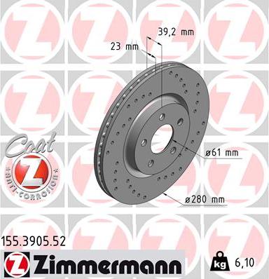 Zimmermann 155.3905.52 - Brake Disc autospares.lv