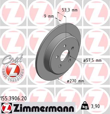 Zimmermann 155.3906.20 - Brake Disc autospares.lv