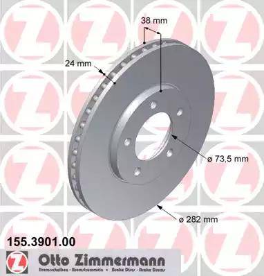 Zimmermann 155.3901.00 - Brake Disc autospares.lv