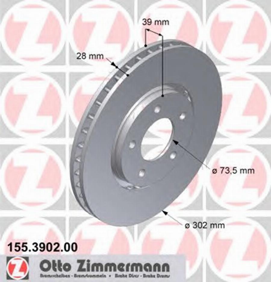 Zimmermann 155.3902.00 - Brake Disc autospares.lv