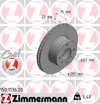 Zimmermann 150.1136.20 - Brake Disc autospares.lv