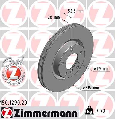 Zimmermann 150.1290.20 - Brake Disc autospares.lv