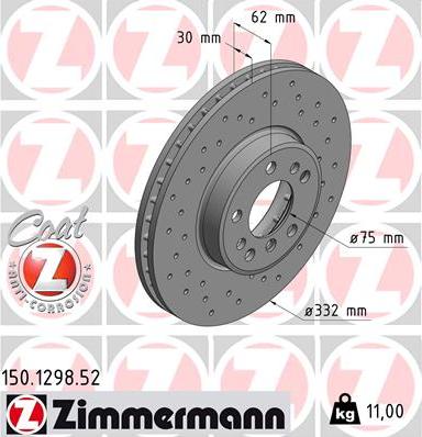 Zimmermann 150.1298.52 - Brake Disc autospares.lv