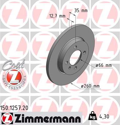 Zimmermann 150.1257.20 - Brake Disc autospares.lv