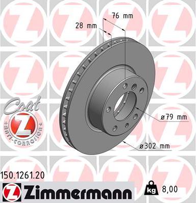 Zimmermann 150.1261.20 - Brake Disc autospares.lv