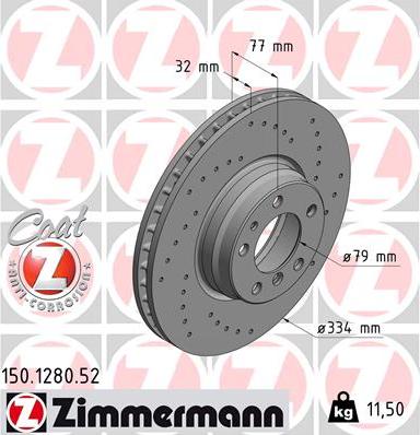 Zimmermann 150.1280.52 - Brake Disc autospares.lv