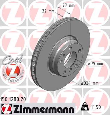 Zimmermann 150.1280.20 - Brake Disc autospares.lv