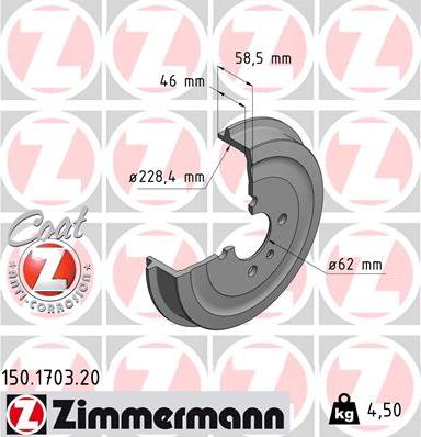 Zimmermann 150.1703.20 - Brake Drum autospares.lv