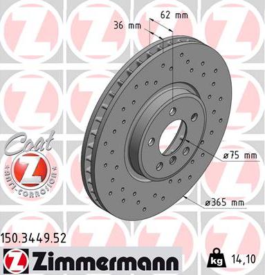 Zimmermann 150.3449.52 - Brake Disc autospares.lv