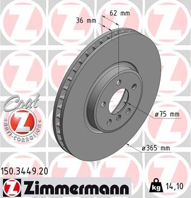 Zimmermann 150.3449.20 - Brake Disc autospares.lv