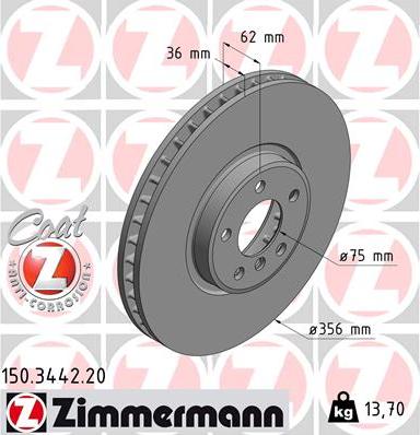 Zimmermann 150.3442.20 - Brake Disc autospares.lv