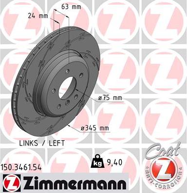 Zimmermann 150.3461.54 - Brake Disc autospares.lv