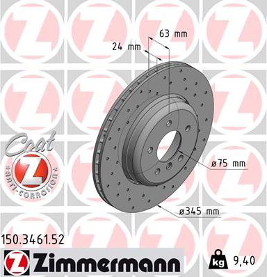 Zimmermann 150.3461.52 - Brake Disc autospares.lv