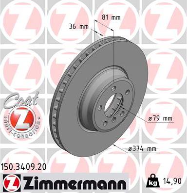 Zimmermann 150.3409.20 - Brake Disc autospares.lv