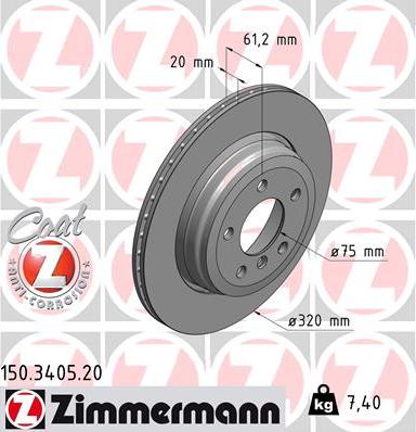 Zimmermann 150.3405.20 - Brake Disc autospares.lv