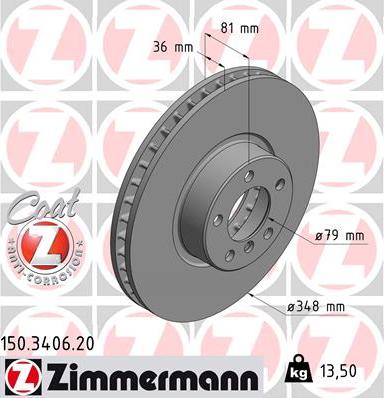 Zimmermann 150.3406.20 - Brake Disc autospares.lv