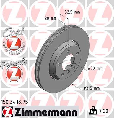 Zimmermann 150.3418.75 - Brake Disc autospares.lv