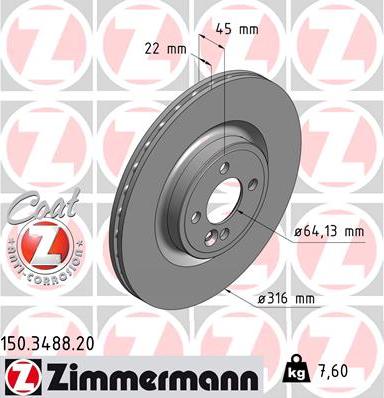 Zimmermann 150.3488.20 - Brake Disc autospares.lv